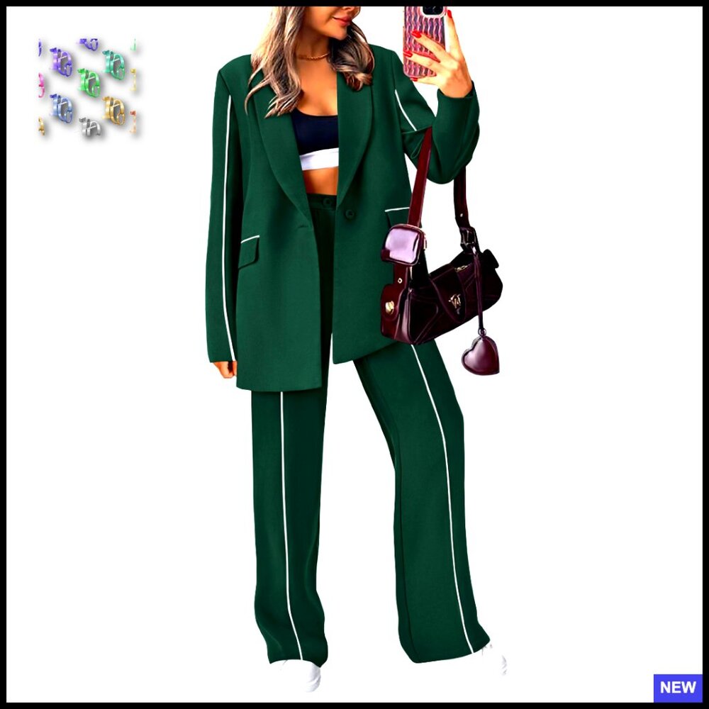 Oversized Blazer Set Wide Leg Pants Business Casual Chic Suit Professional